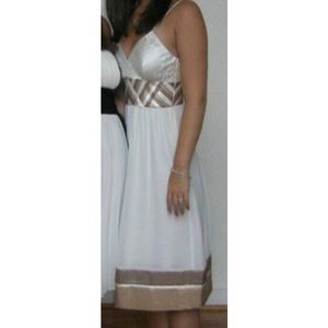 Eliza J gold and white spaghetti strap dress